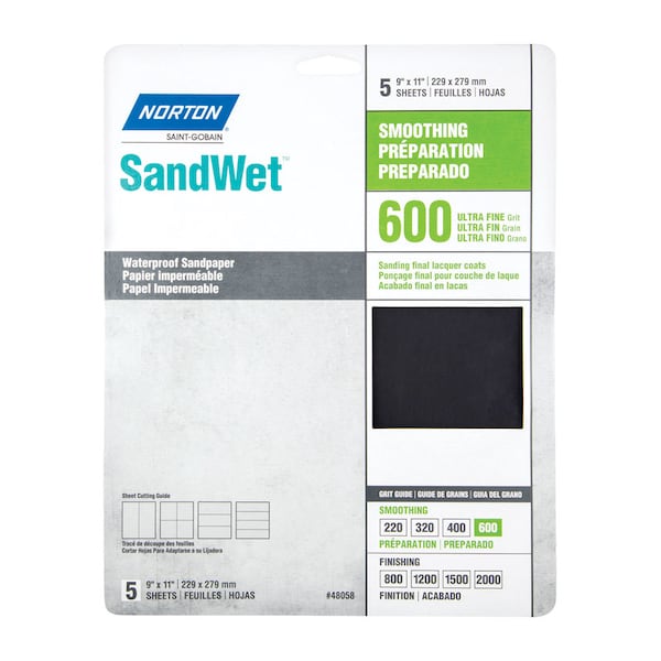 Norton Abrasives Norton SandWet 11 in. L X 9 in. W 600 Grit Aluminum Oxide Waterproof Sandpaper 5 pk 7660748058 - main